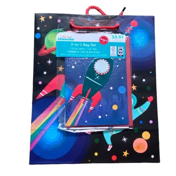 Way To Celebrate 6 Piece Gift Bag Set-NEW-Bag, Card, And Tissue Paper - Picture 5 of 11